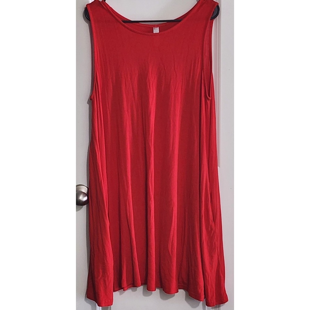 Heathmoor Women's Sleeveless Swing Dress with Pockets Red Large